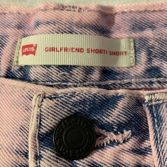 Pink Acid Washed Levi Jean Shorts Retro 80’s Girls Size 12 Throwback Distressed - Picture 2 of 7